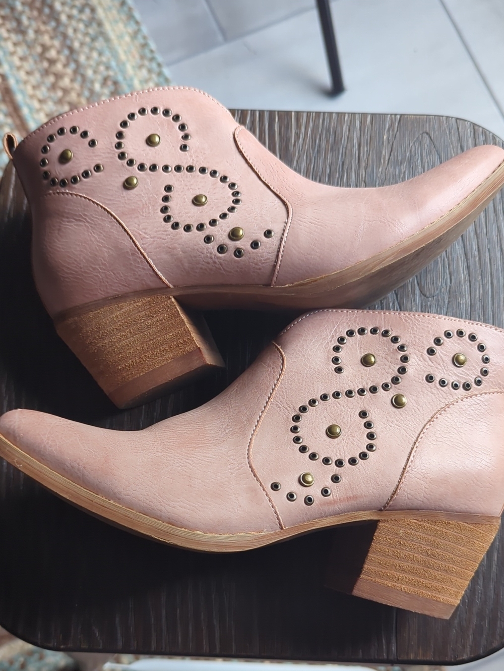 Mi.iM Pink Studded Ankle Booties